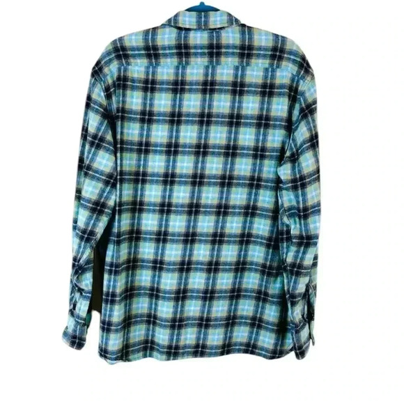 Levi’s Black/Green Plaid Flap Pocket Button Down Workers Flannel Shirt Size L - Picture 3 of 15